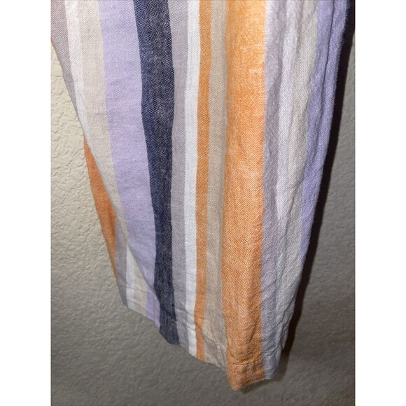 linen boho open side Button High waist Wide Leg Striped lagen Pants Large sexy - Picture 9 of 11